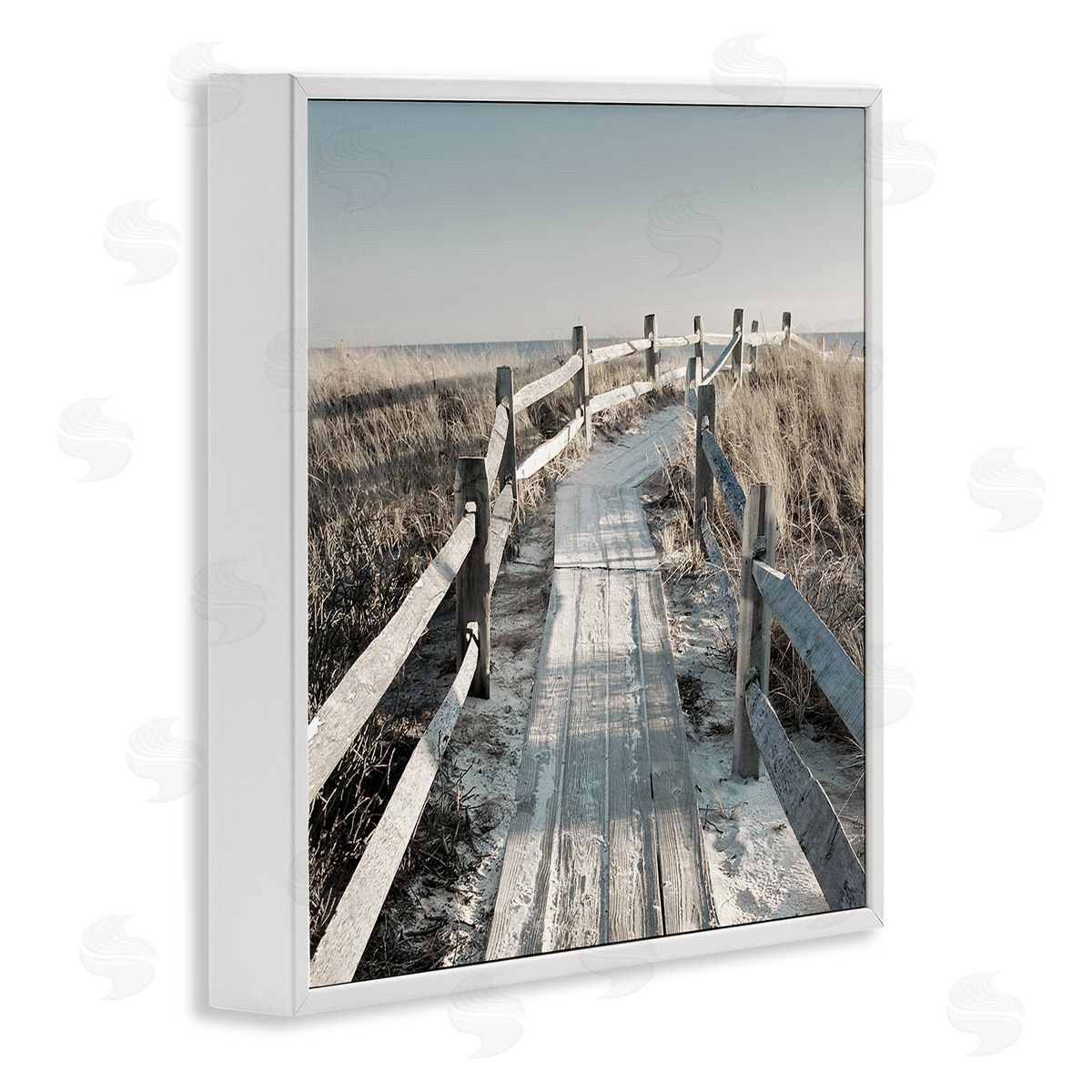 Danita Delimont Seaside Boardwalk Coastal Beach White Framed Glicee Wall Art Print