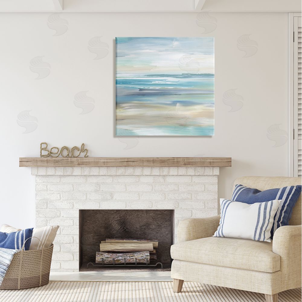 Nan Nautical Beach Shore Abstraction Canvas Wall Art in Room
