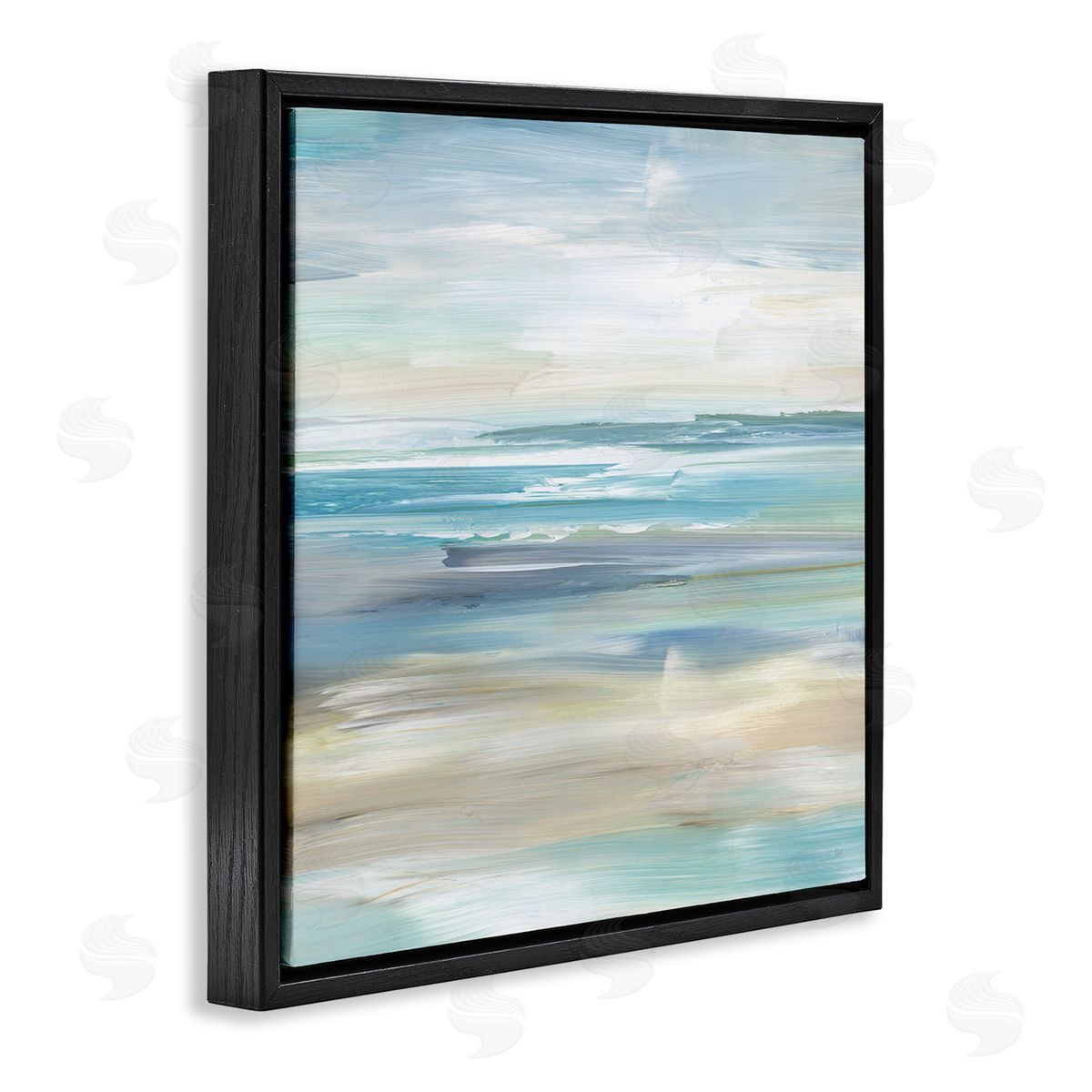 Nan Nautical Beach Shore Abstraction Black Floating Frame Canvas Wall Art Print
