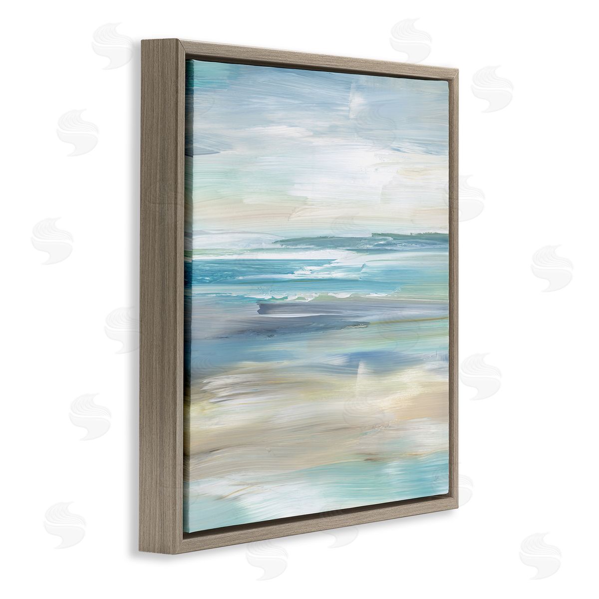 Nan Nautical Beach Shore Abstraction Brown Floating Frame Canvas Wall Art Print