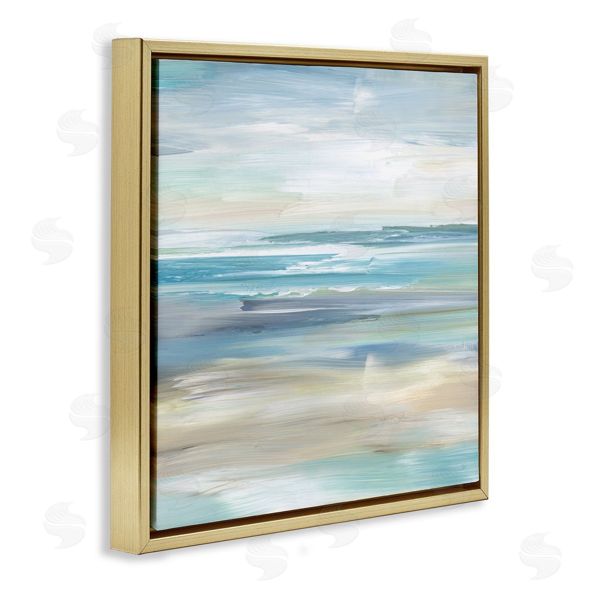 Nan Nautical Beach Shore Abstraction Gold Floating Frame Canvas Wall Art Print