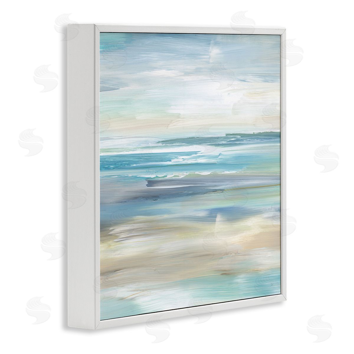 Nan Nautical Beach Shore Abstraction White Framed Glicee Wall Art Print
