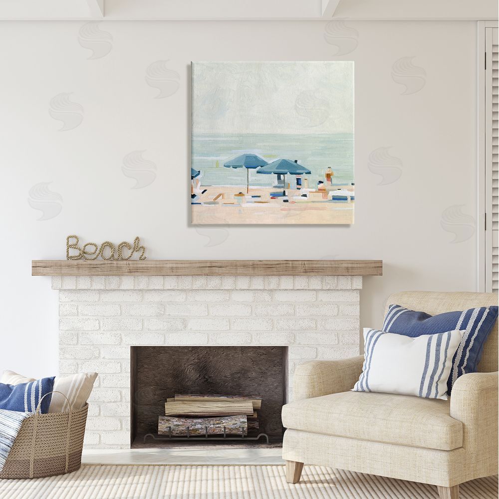 Emma Scarvey Modern Summer Coast Beach Day Canvas Wall Art in Room