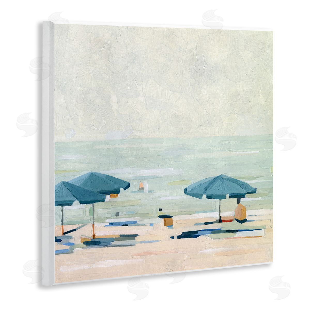Emma Scarvey Abstract Beach Umbrellas on Shore Wooden Wall Plaque Art Print