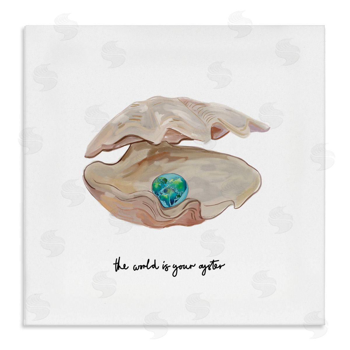 Amelia Noyes Clam Shell Turquoise Pearl Stretched Canvas Wall Art Print
