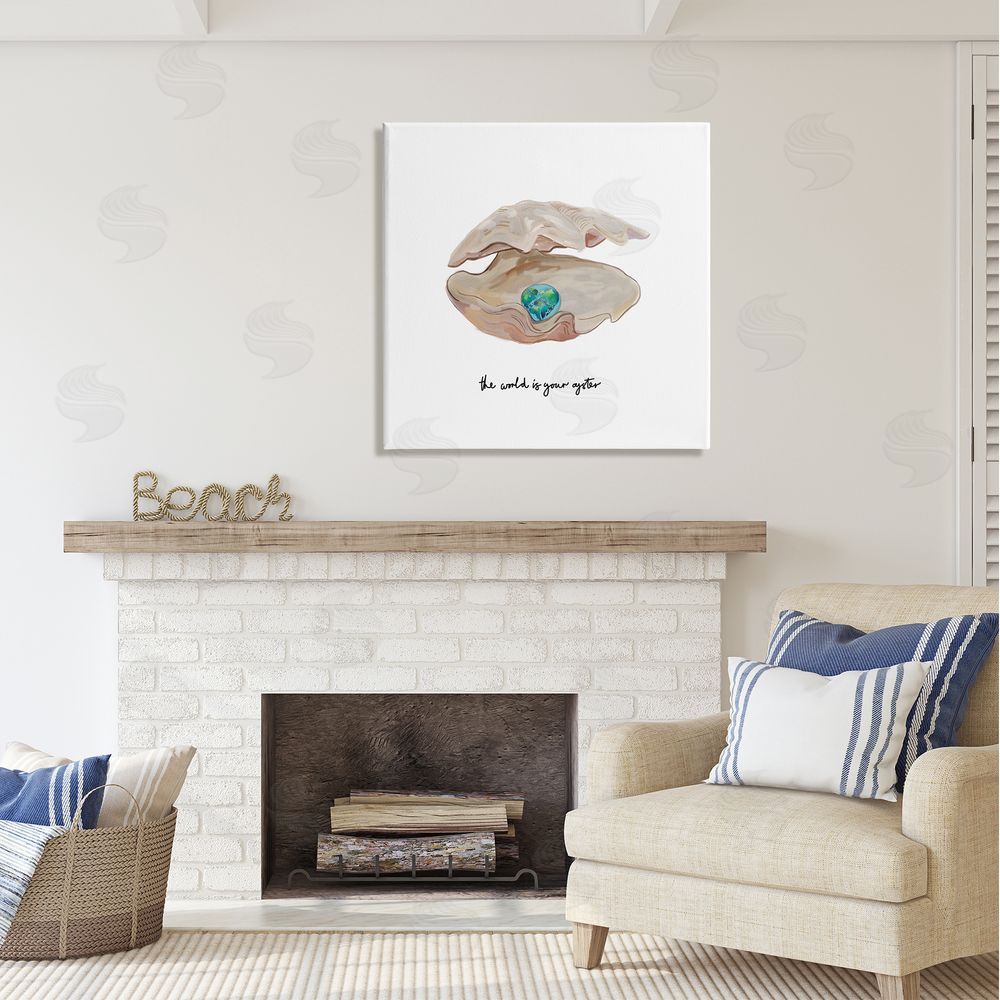 Amelia Noyes Clam Shell Turquoise Pearl Canvas Wall Art in Room