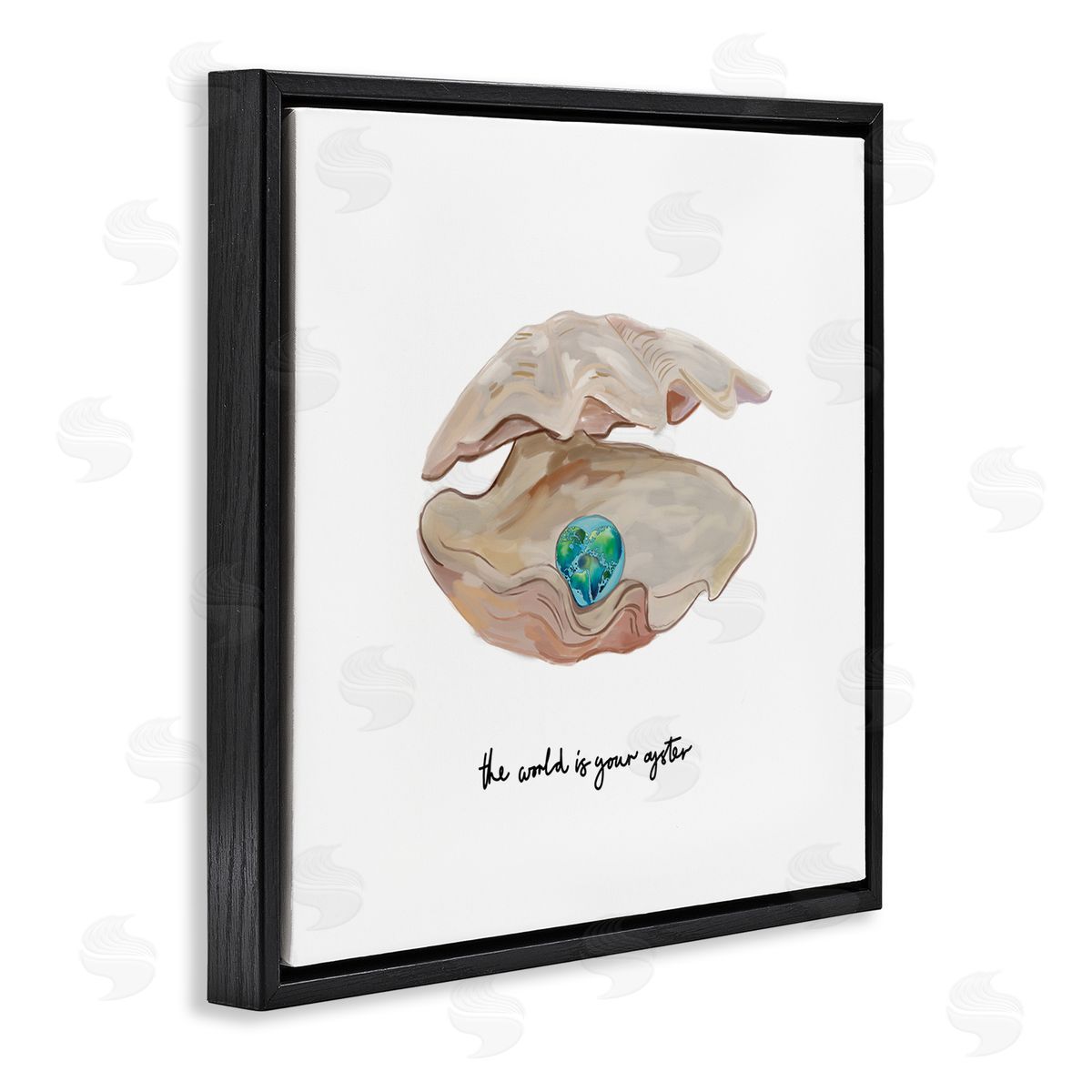 Amelia Noyes Clam Shell Turquoise Pearl Black Floating Frame Canvas Wall Art Print
