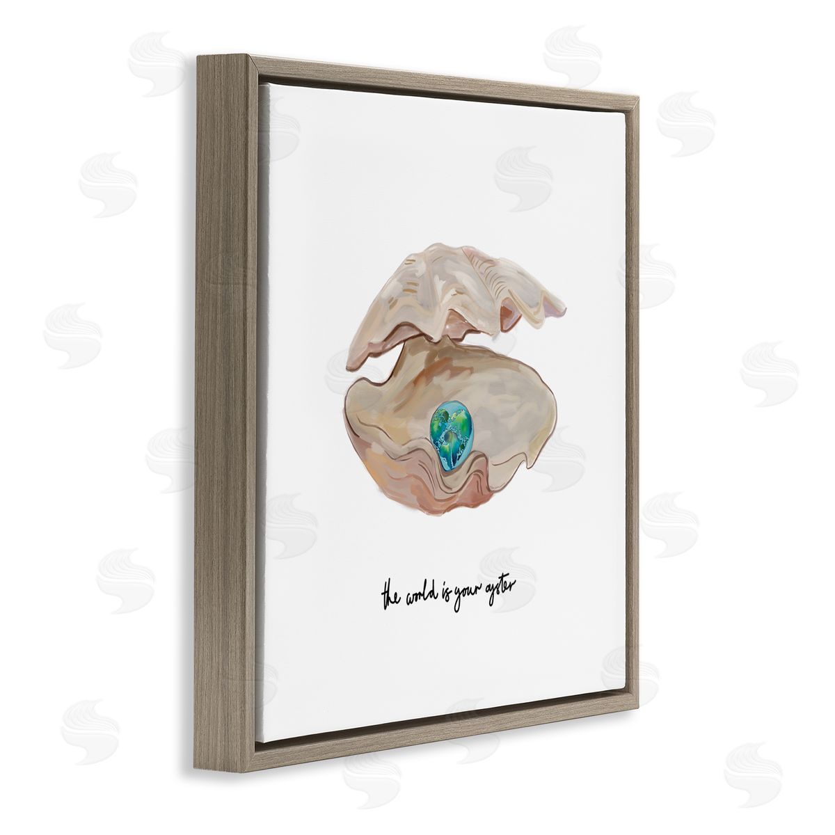 Amelia Noyes Clam Shell Turquoise Pearl Brown Floating Frame Canvas Wall Art Print