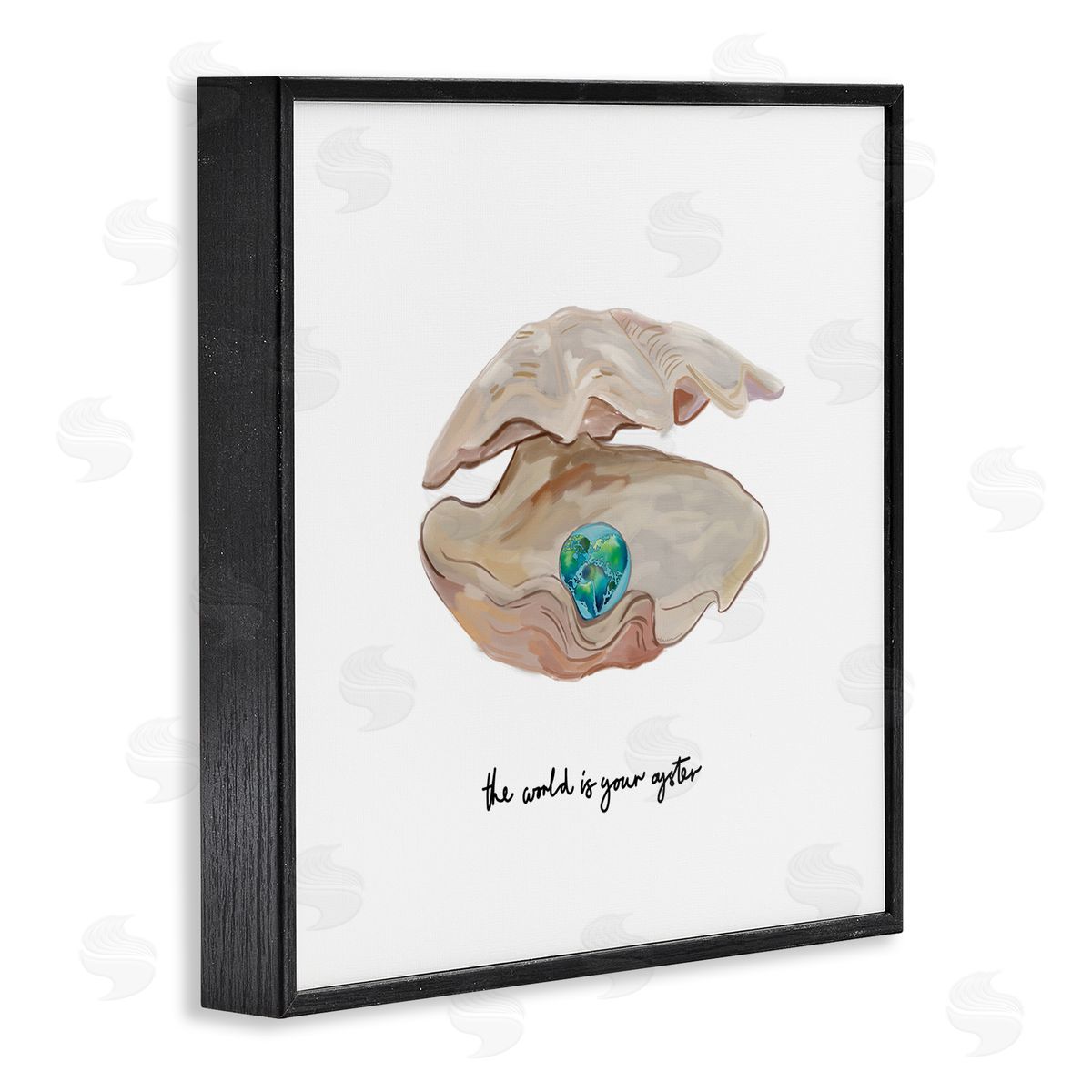 Amelia Noyes Clam Shell Turquoise Pearl Black Framed Glicee Wall Art Print