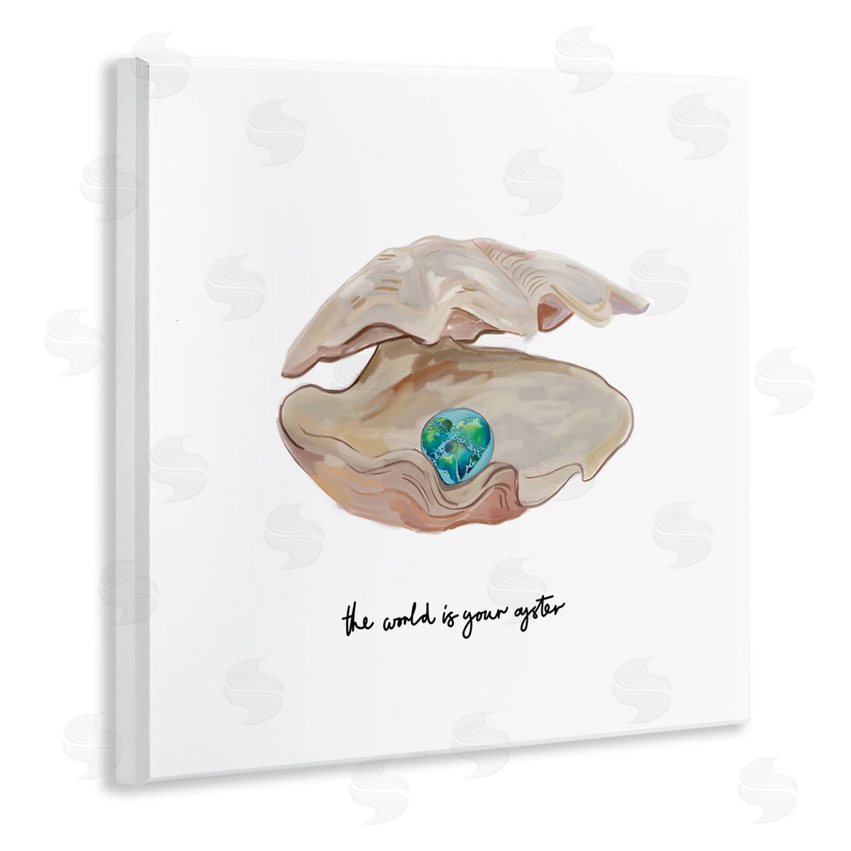 Amelia Noyes Clam Shell Turquoise Pearl Wooden Wall Plaque Art Print