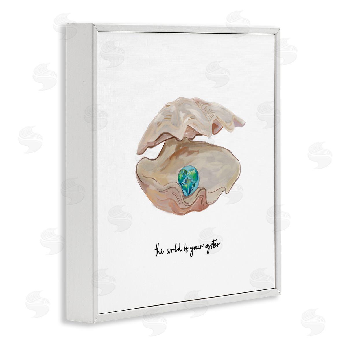 Amelia Noyes Clam Shell Turquoise Pearl White Framed Glicee Wall Art Print
