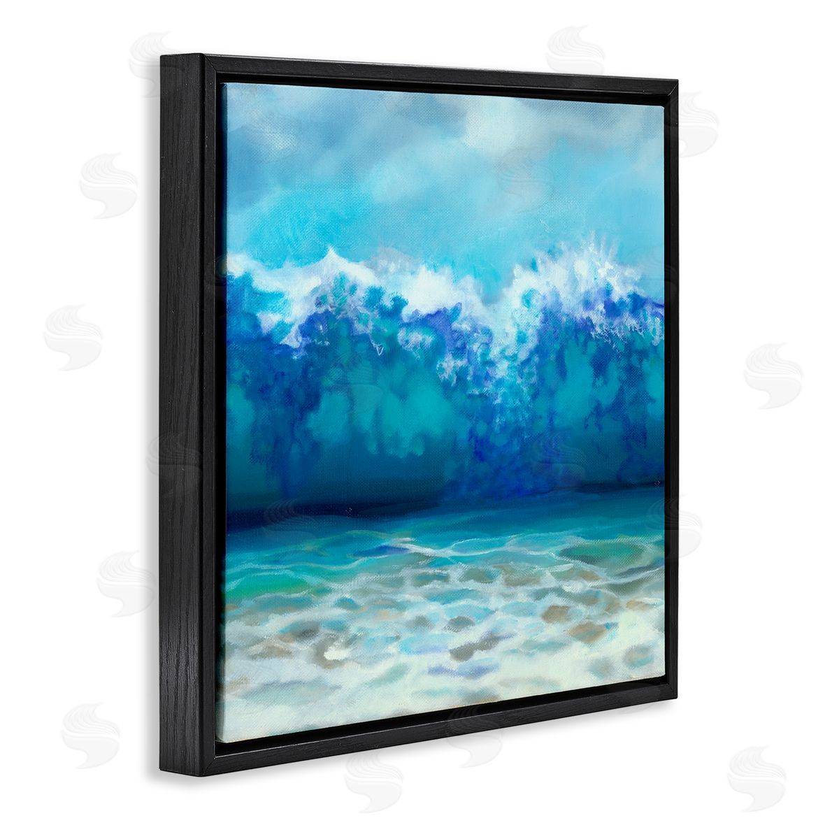 Louise Montillio Abstract Tsunami Waves Beach Tide Black Floating Frame Canvas Wall Art Print