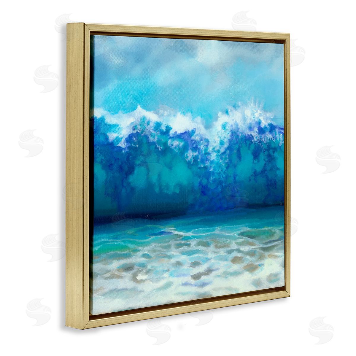 Louise Montillio Abstract Tsunami Waves Beach Tide Gold Floating Frame Canvas Wall Art Print