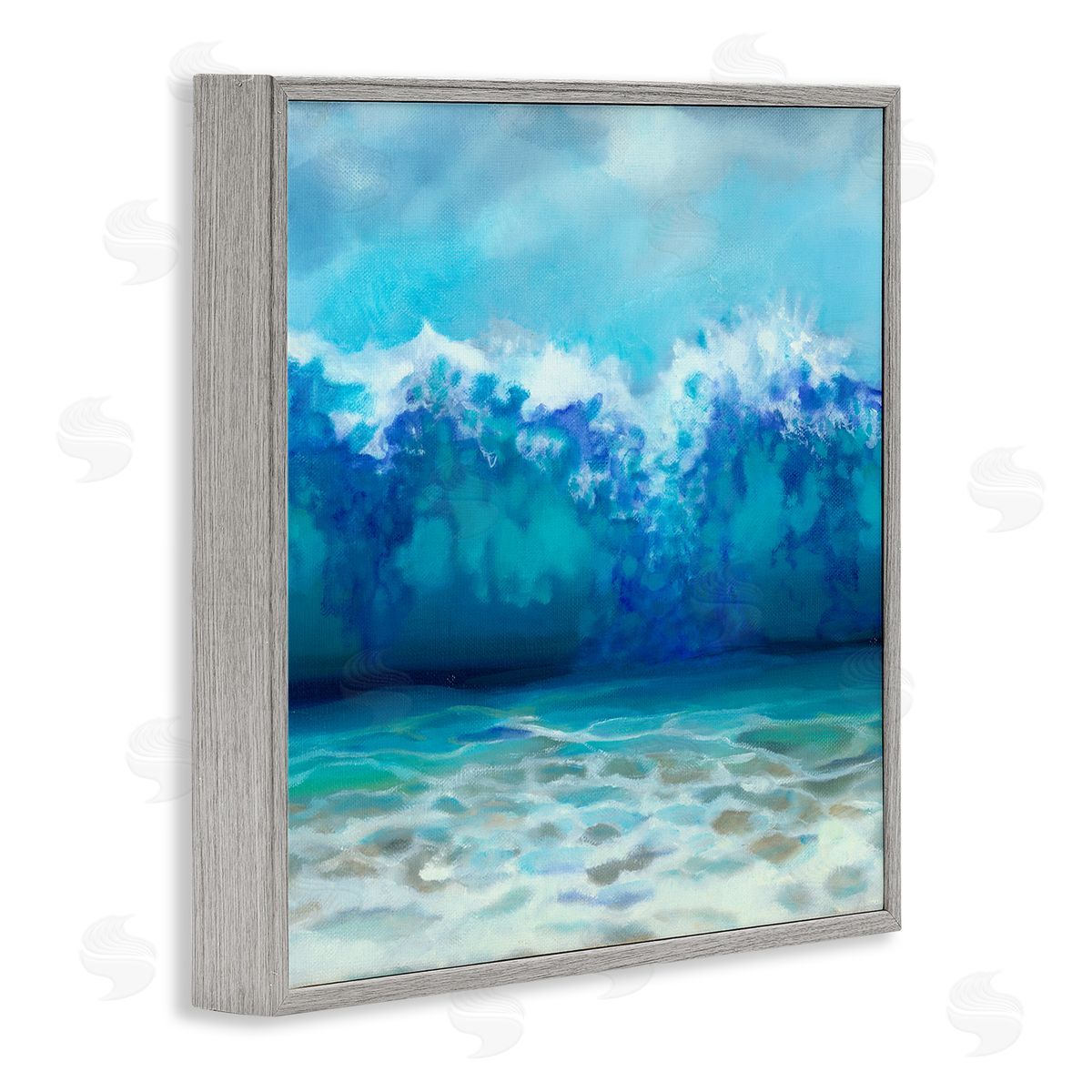 Louise Montillio Abstract Tsunami Waves Beach Tide Gray Framed Glicee Wall Art Print