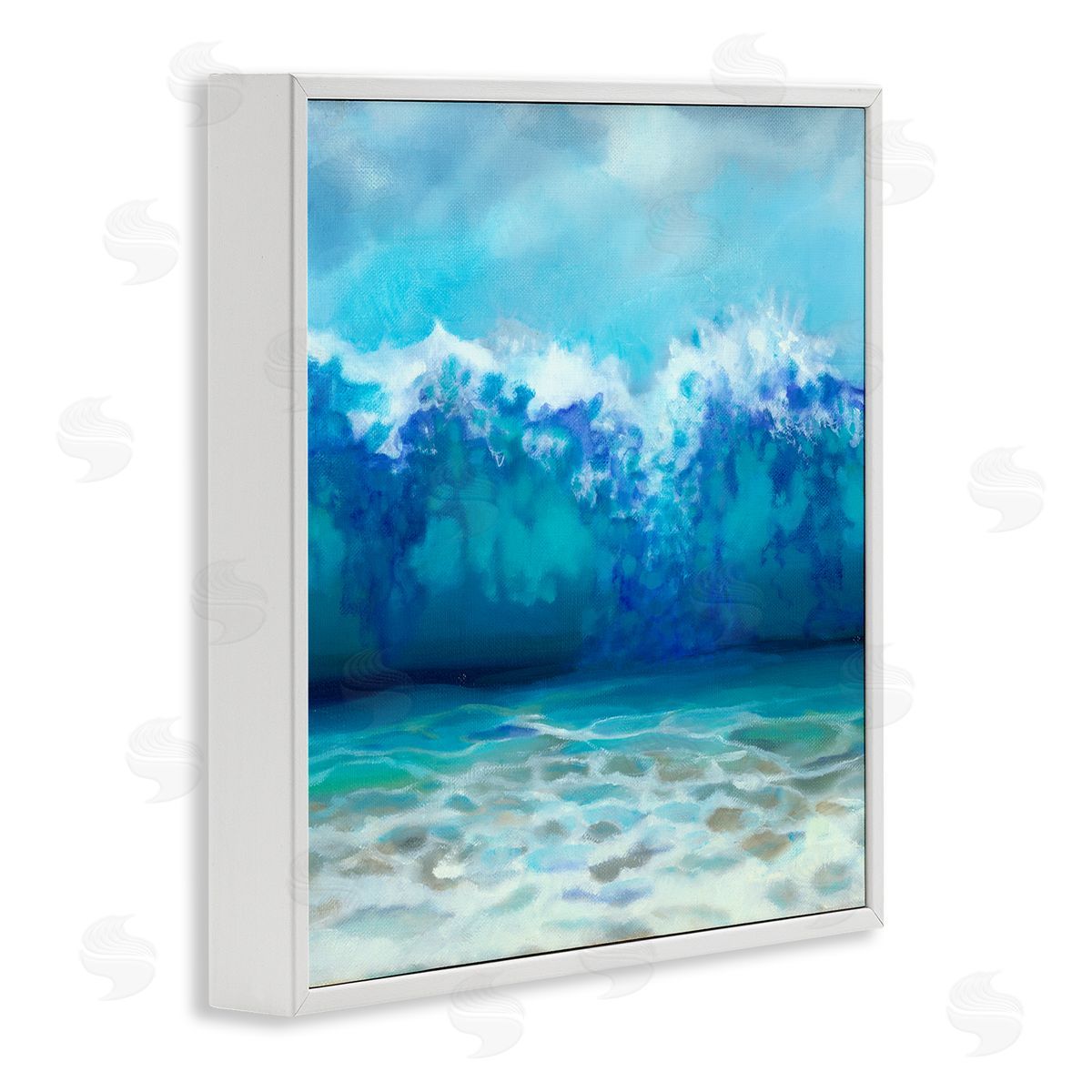 Louise Montillio Abstract Tsunami Waves Beach Tide White Framed Glicee Wall Art Print