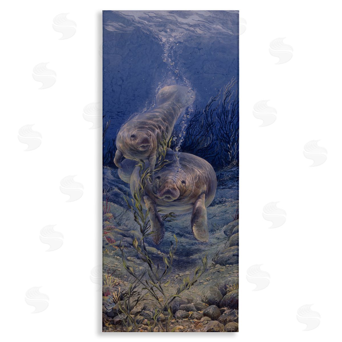 Linda Thompson Shell Game Underwater Manatees Stretched Canvas Wall Art Print