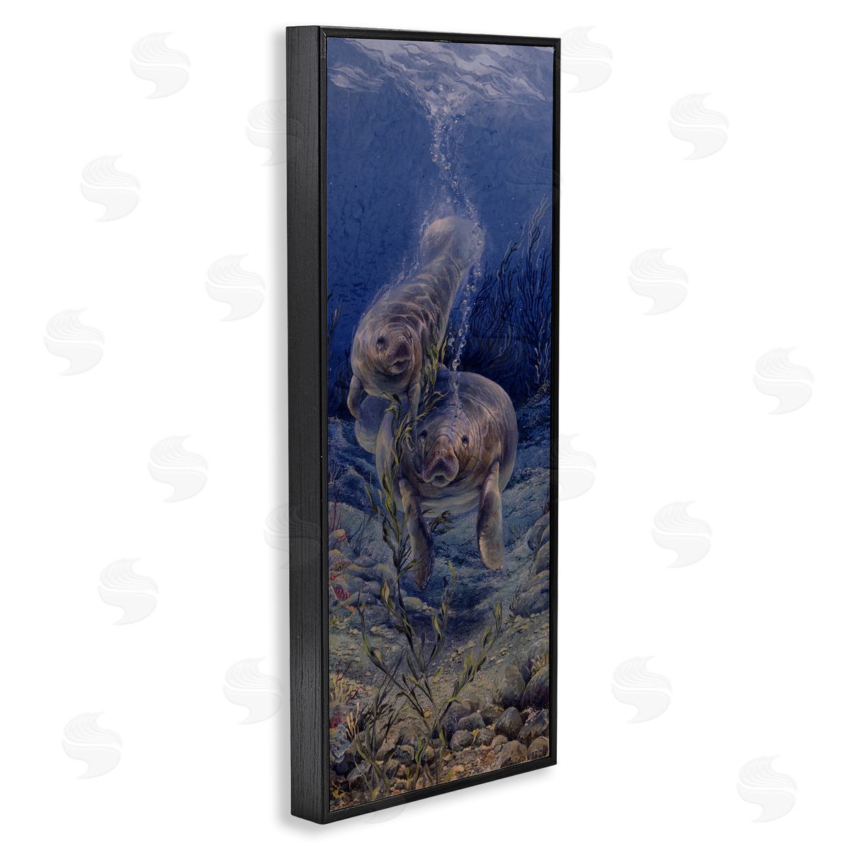 Linda Thompson Shell Game Underwater Manatees Black Framed Glicee Wall Art Print