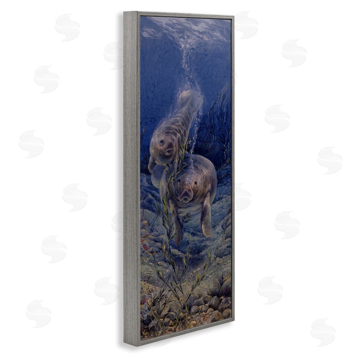 Linda Thompson Shell Game Underwater Manatees Gray Framed Glicee Wall Art Print