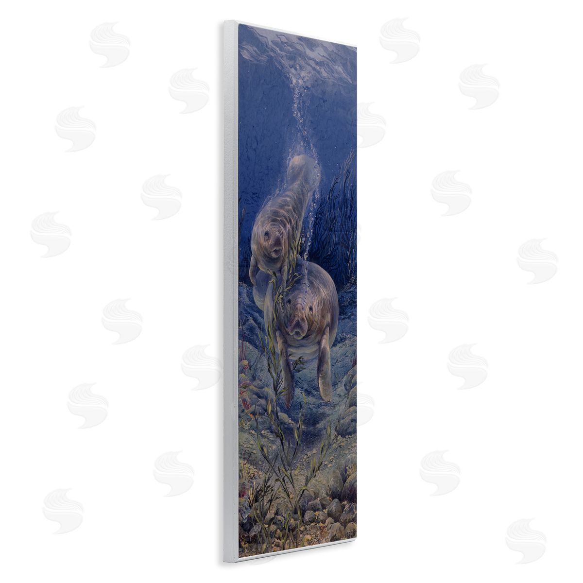 Linda Thompson Shell Game Underwater Manatees Wooden Wall Plaque Art Print