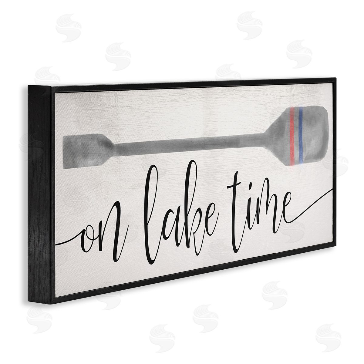 Stupell Studio On Lake Time Boat Oar Phrase Black Framed Glicee Wall Art Print