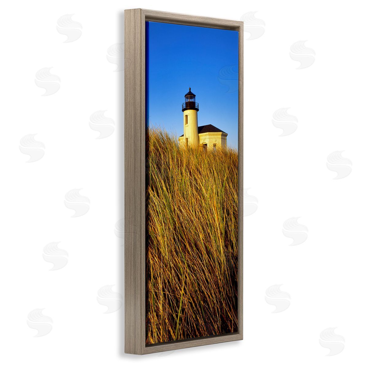 Dennis Frates Coastal Lighthouse Photography Brown Floating Frame Canvas Wall Art Print