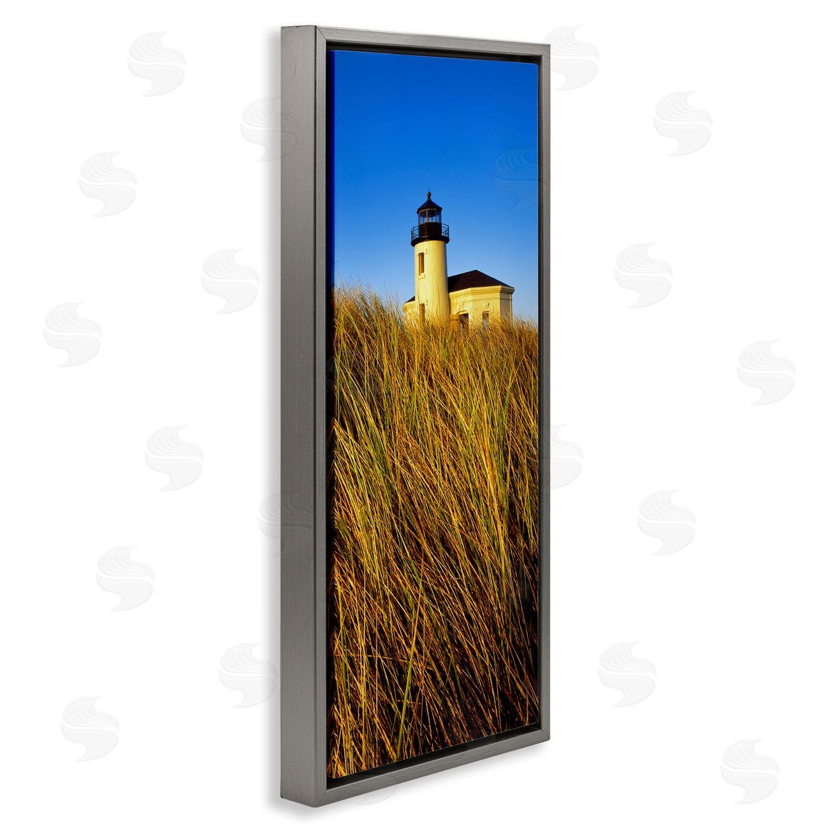 Dennis Frates Coastal Lighthouse Photography Gray Floating Frame Canvas Wall Art Print