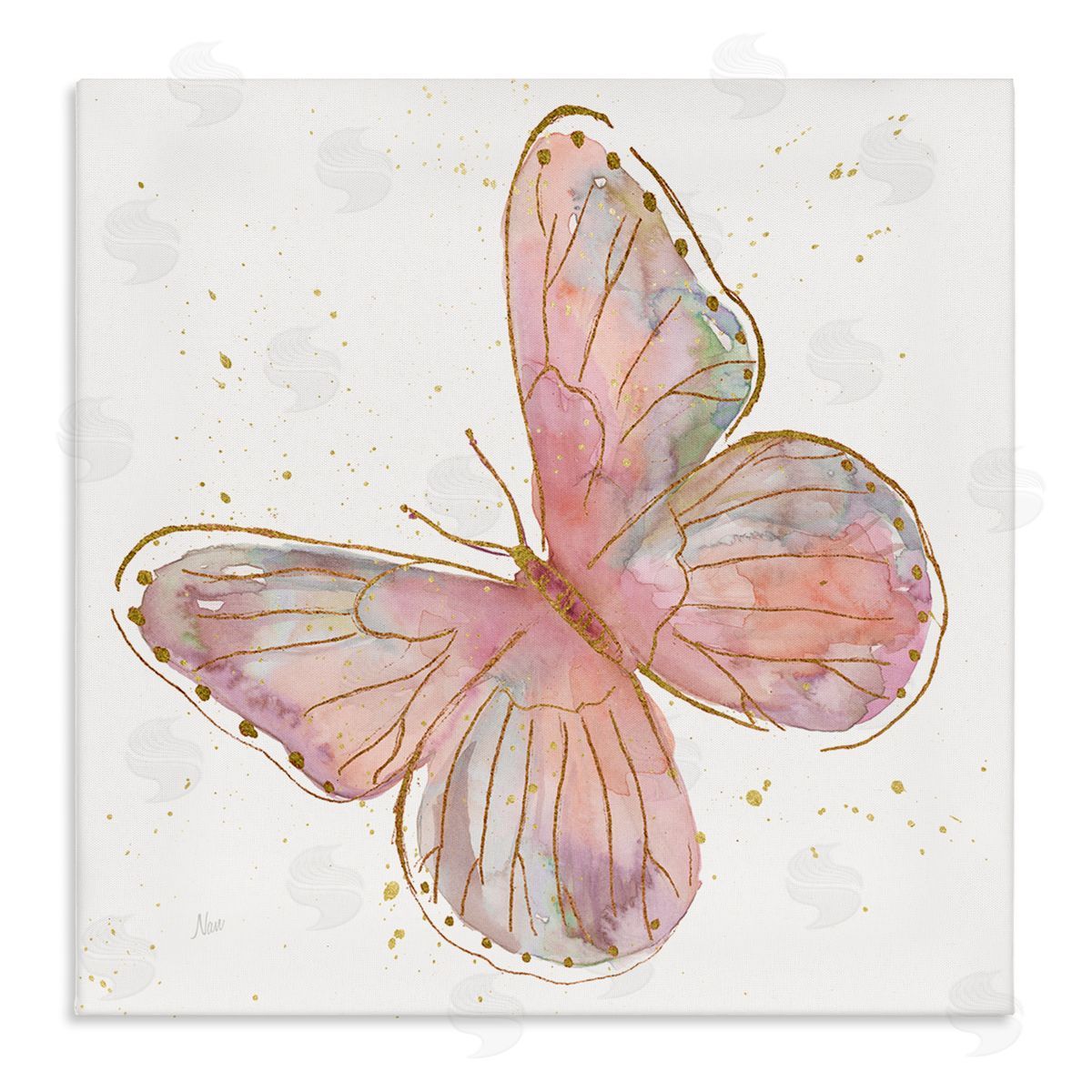 Nan Pink Butterfly Wings Glam Detail Stretched Canvas Wall Art Print