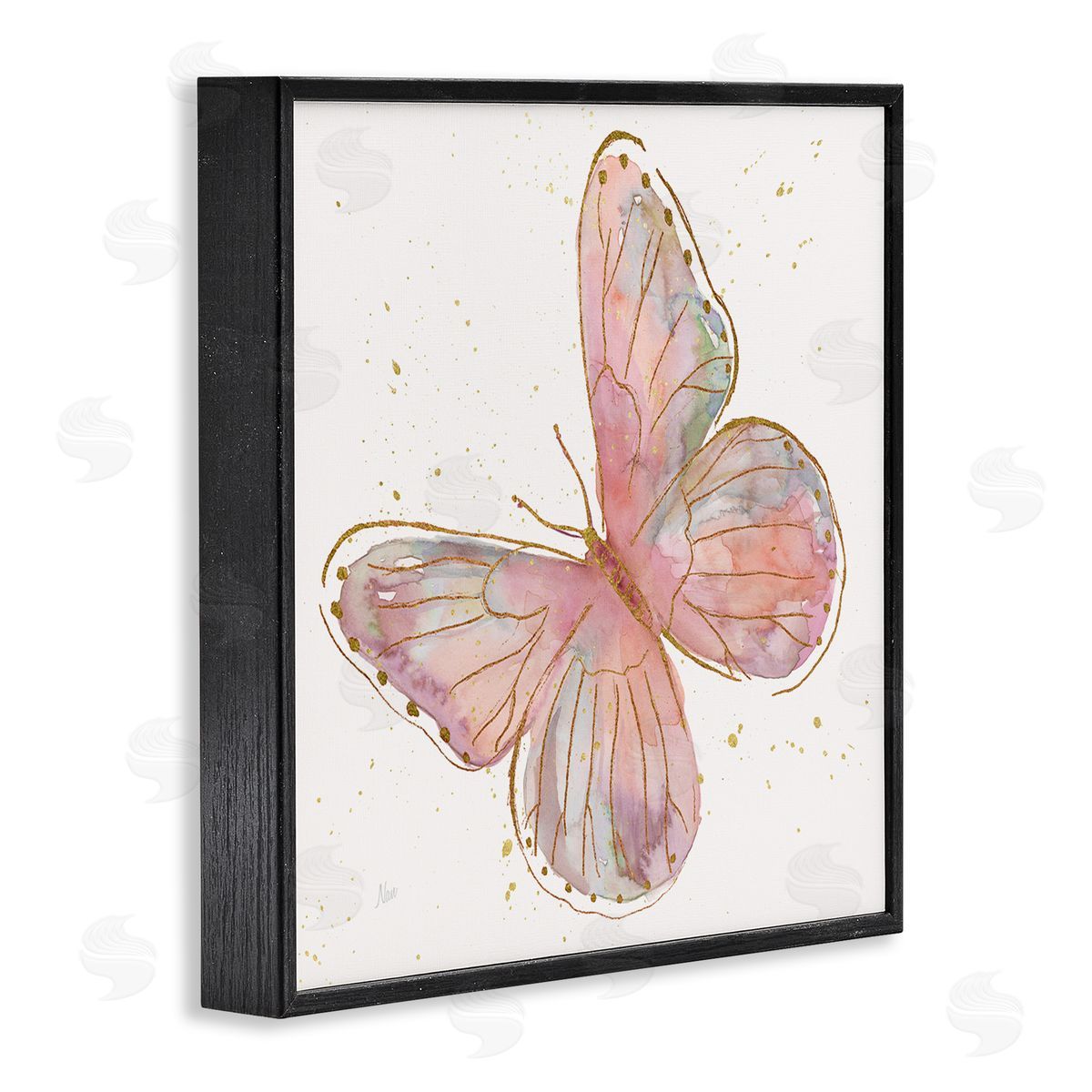 Nan Pink Butterfly Wings Glam Detail Black Framed Glicee Wall Art Print