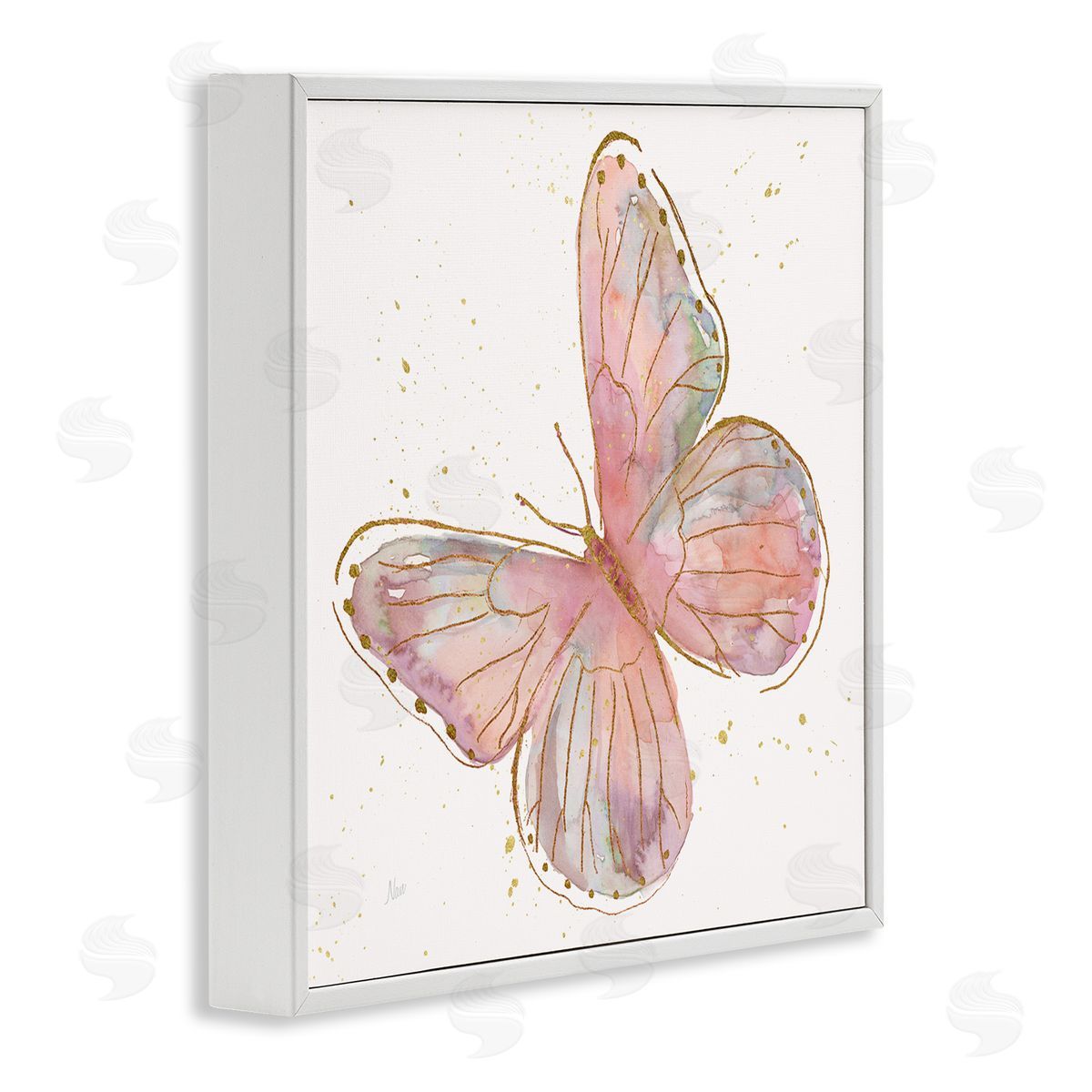 Nan Pink Butterfly Wings Glam Detail White Framed Glicee Wall Art Print