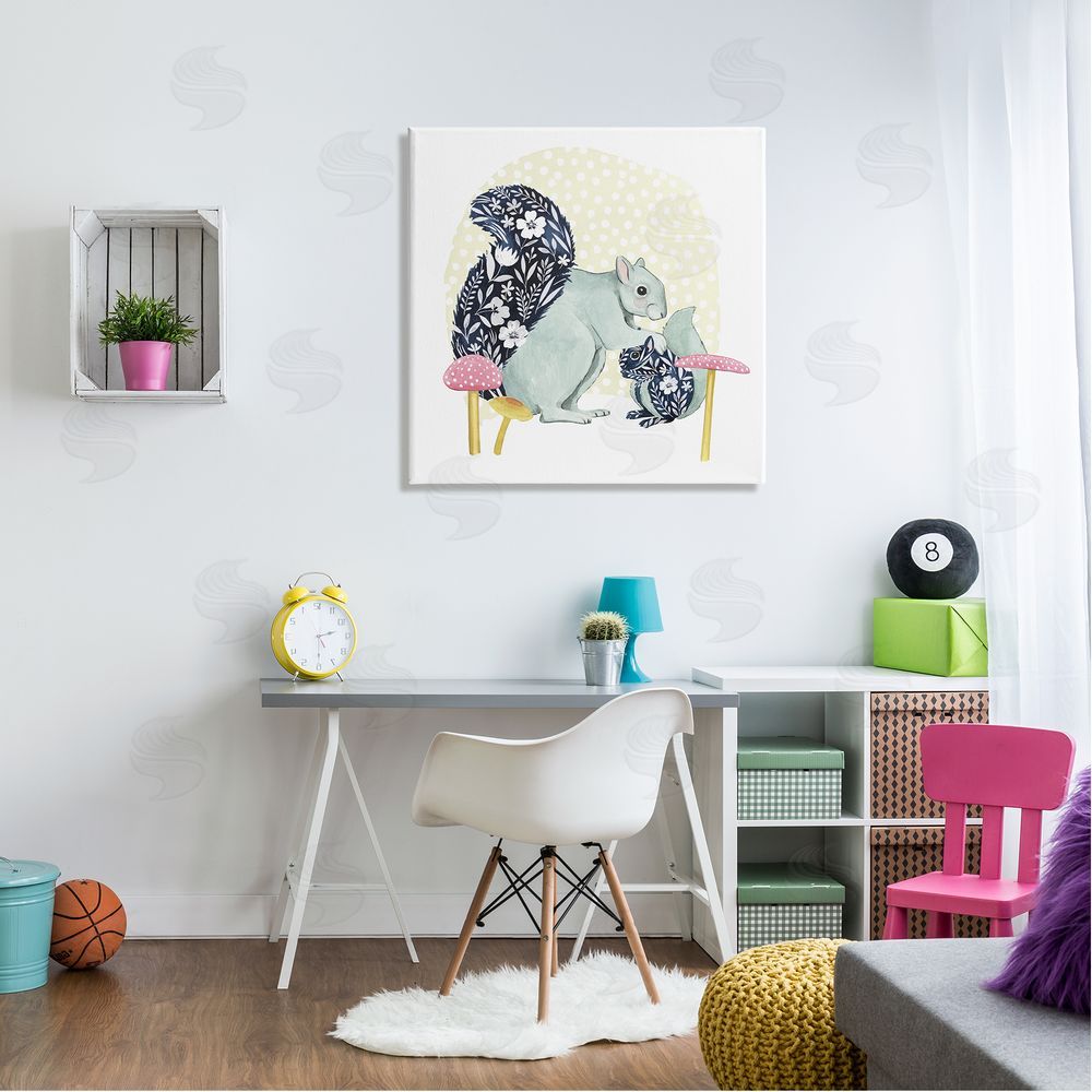 Grace Popp Floral Squirrels & Mushrooms Canvas Wall Art in Room