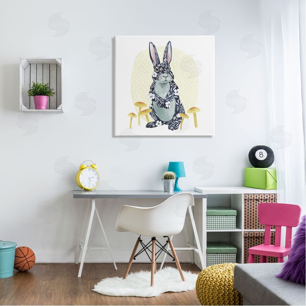 Grace Popp Floral Rabbit & Mushrooms Canvas Wall Art in Room