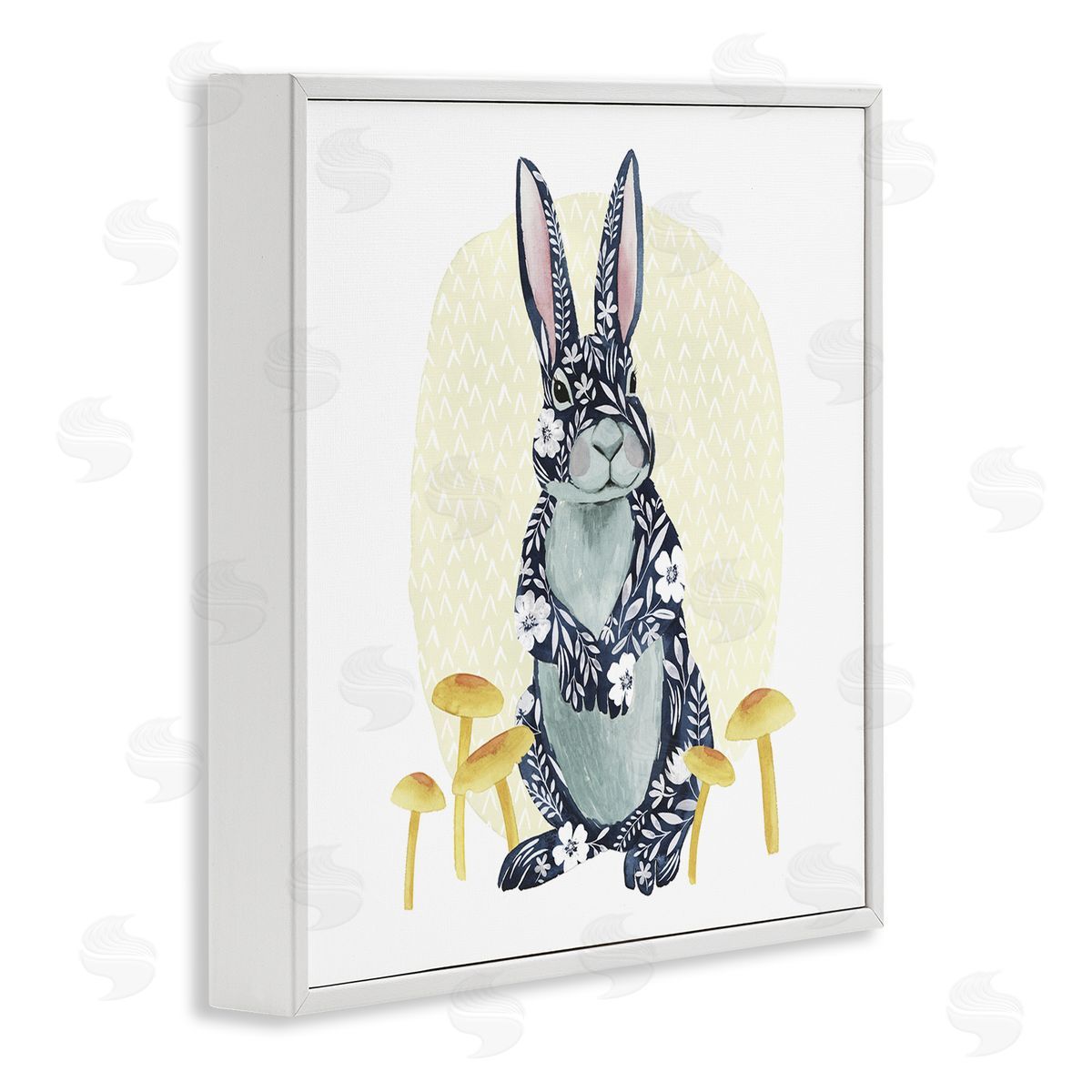 Grace Popp Floral Rabbit & Mushrooms White Framed Glicee Wall Art Print