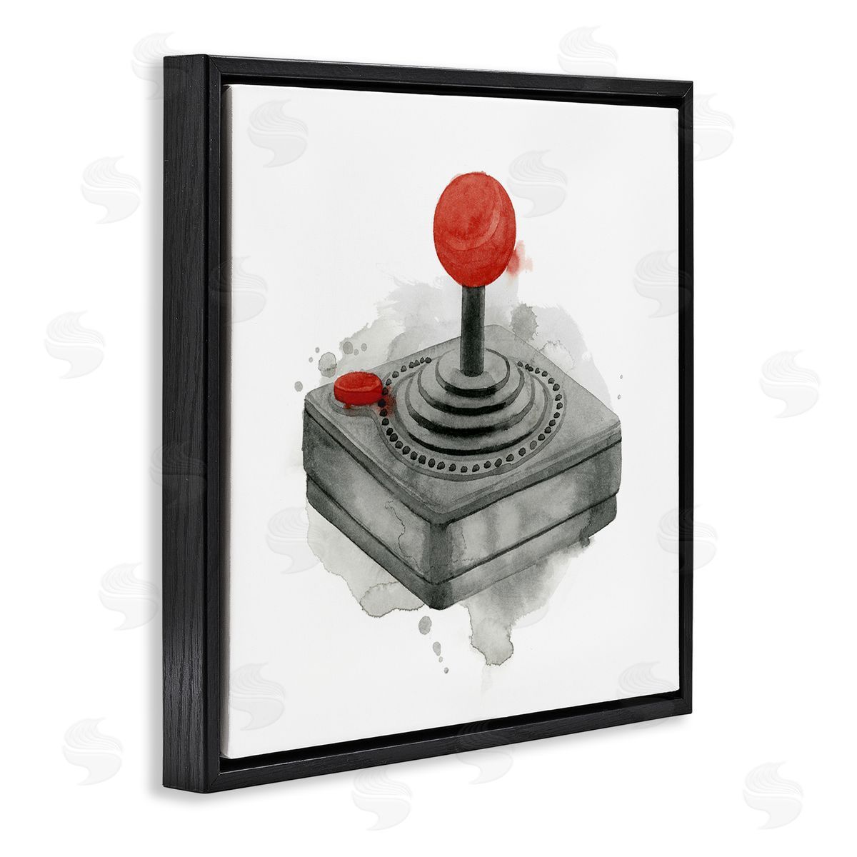 Grace Popp Vintage Gaming Controller Joystick Black Floating Frame Canvas Wall Art Print