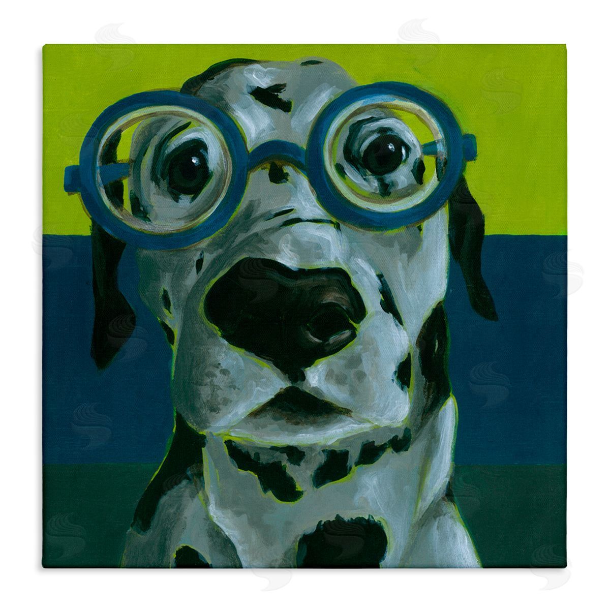 Jennifer Rutledge Funny Dalmatian Dog Eyeglasses Stretched Canvas Wall Art Print