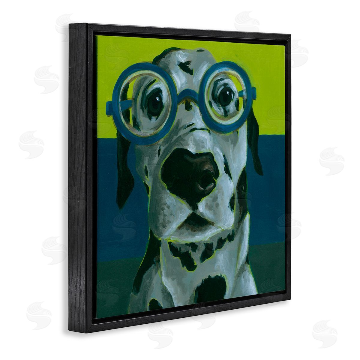 Jennifer Rutledge Funny Dalmatian Dog Eyeglasses Black Floating Frame Canvas Wall Art Print