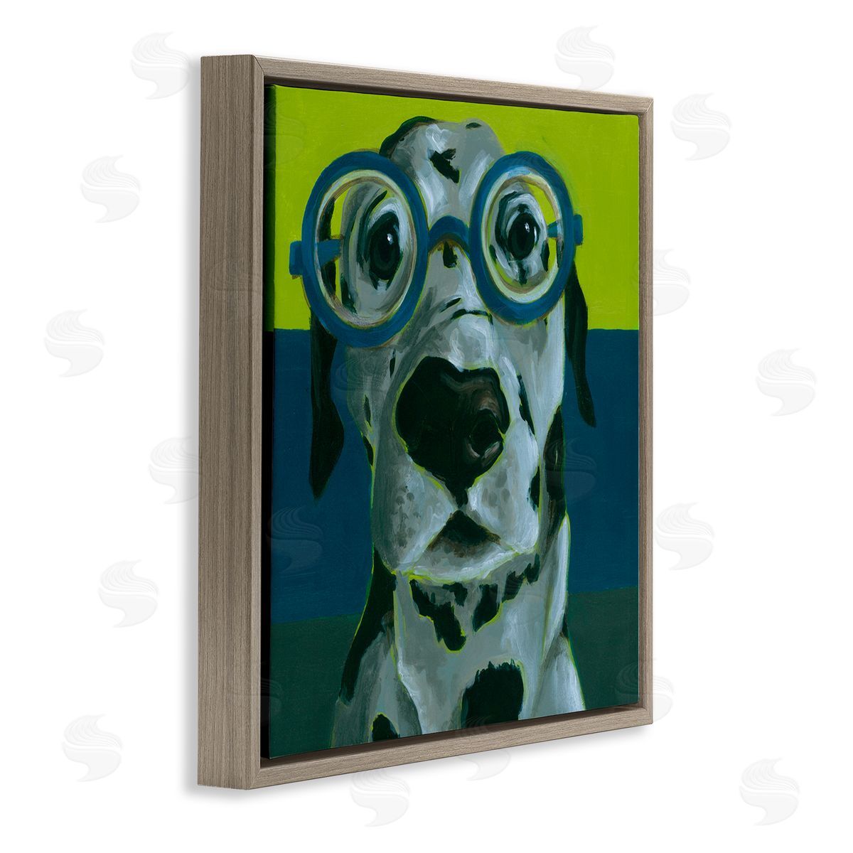 Jennifer Rutledge Funny Dalmatian Dog Eyeglasses Brown Floating Frame Canvas Wall Art Print