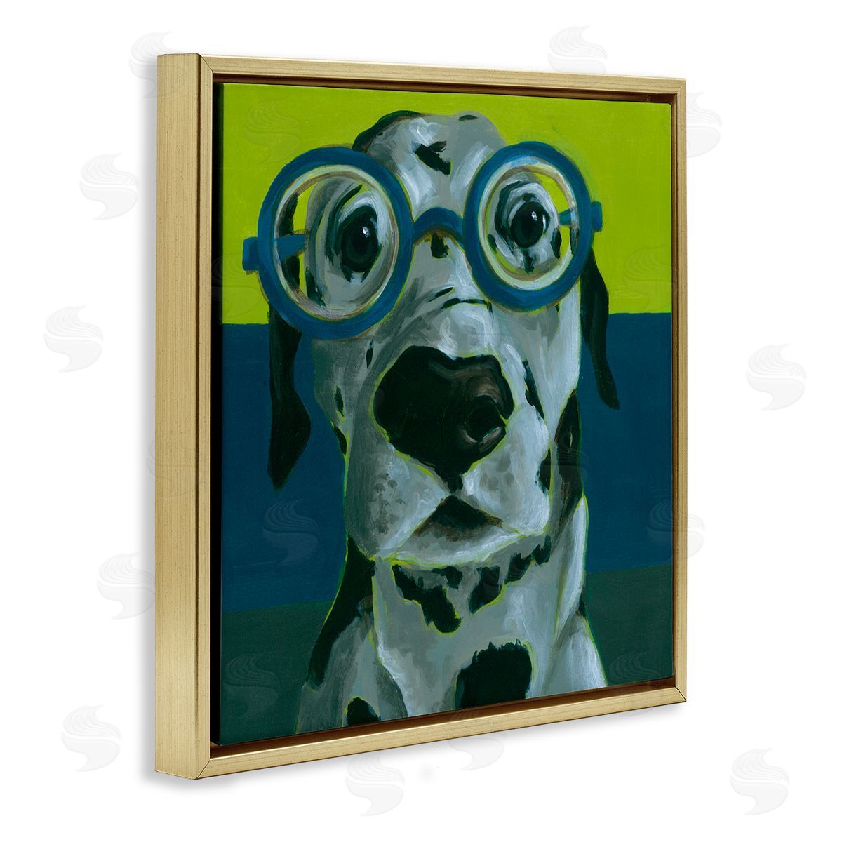 Jennifer Rutledge Funny Dalmatian Dog Eyeglasses Gold Floating Frame Canvas Wall Art Print