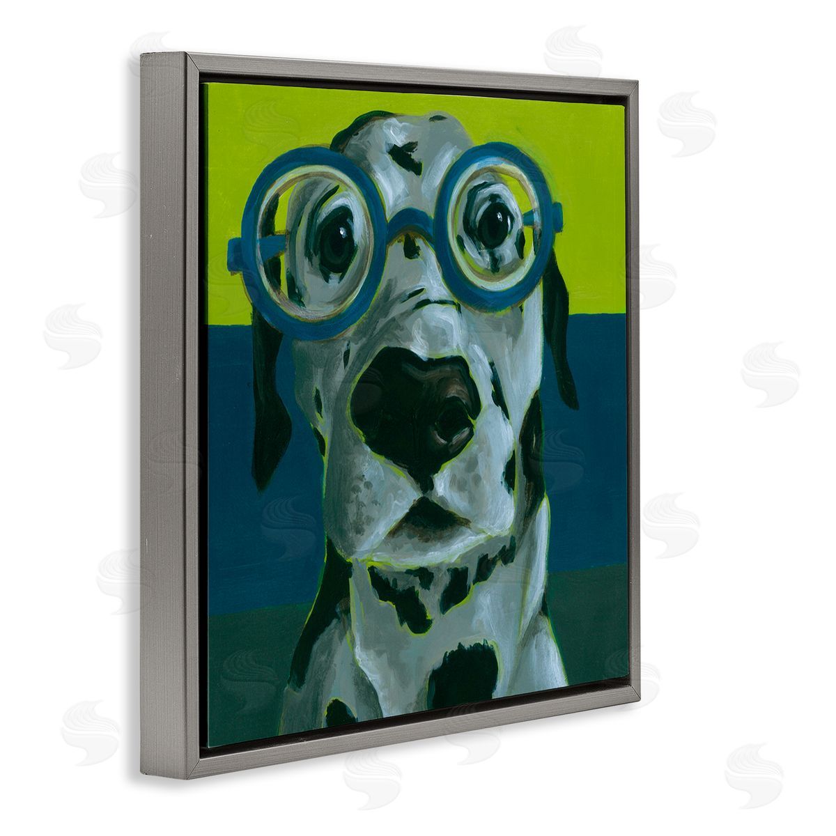 Jennifer Rutledge Funny Dalmatian Dog Eyeglasses Gray Floating Frame Canvas Wall Art Print