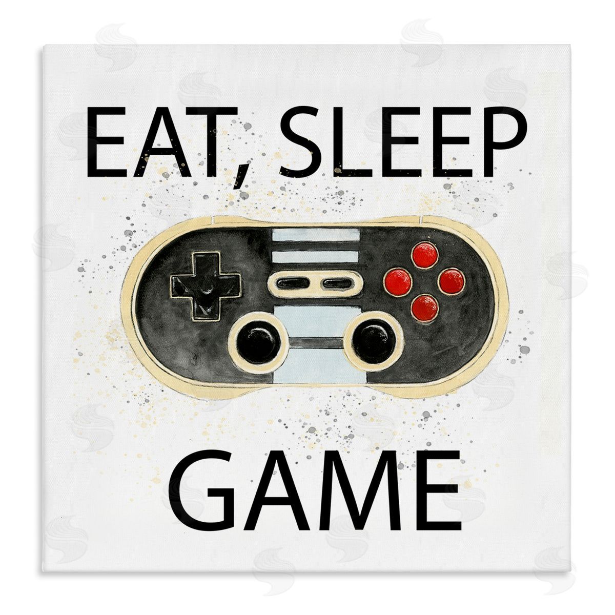 Annie Warren Eat Sleep Game Vintage Controller Stretched Canvas Wall Art Print