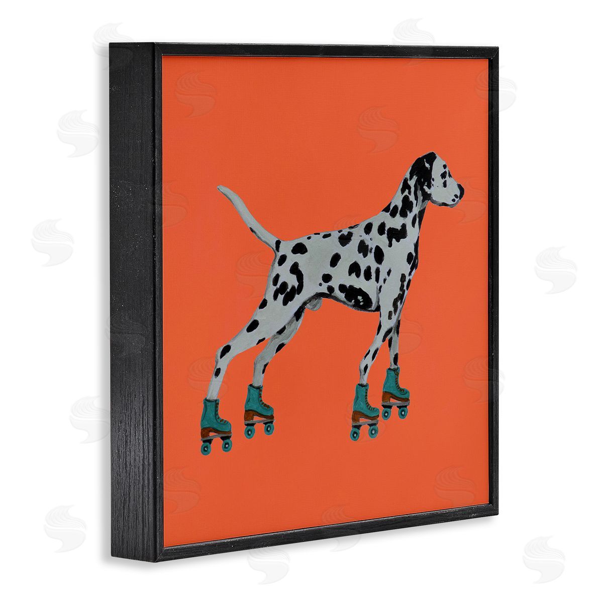 Coco de Paris Orange Dalmatian Rollerskating Black Framed Glicee Wall Art Print