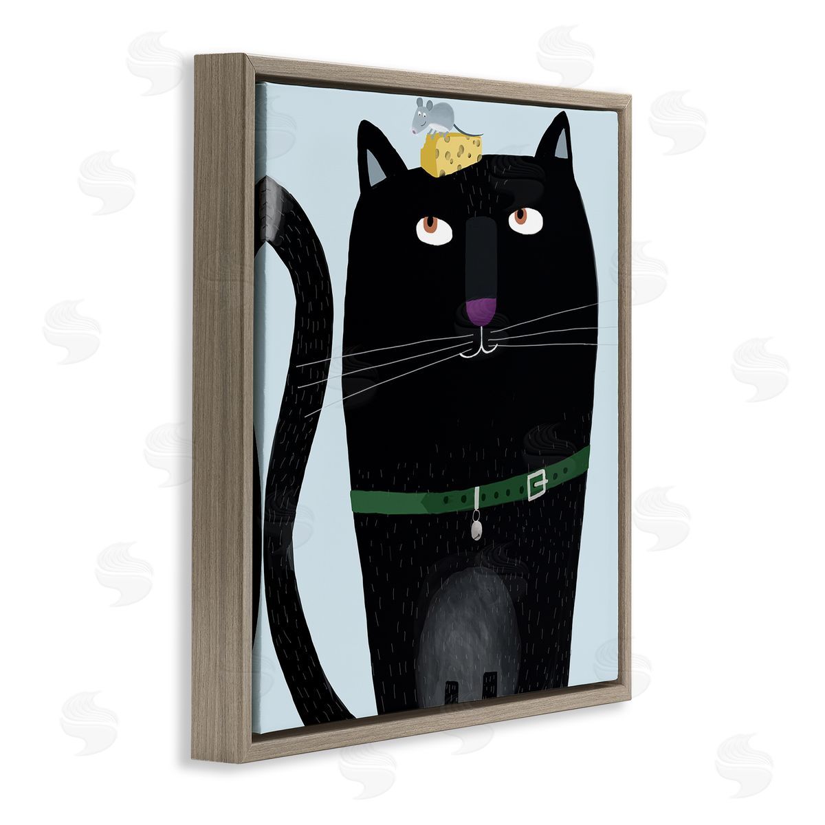 Carla Daly Cat & Mouse Pet Friends Brown Floating Frame Canvas Wall Art Print