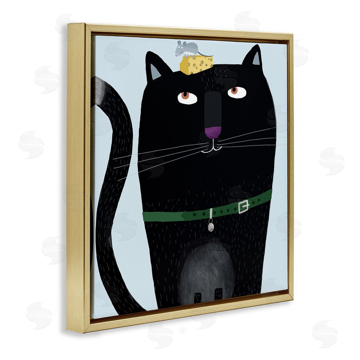 Carla Daly Cat & Mouse Pet Friends Gold Floating Frame Canvas Wall Art Print