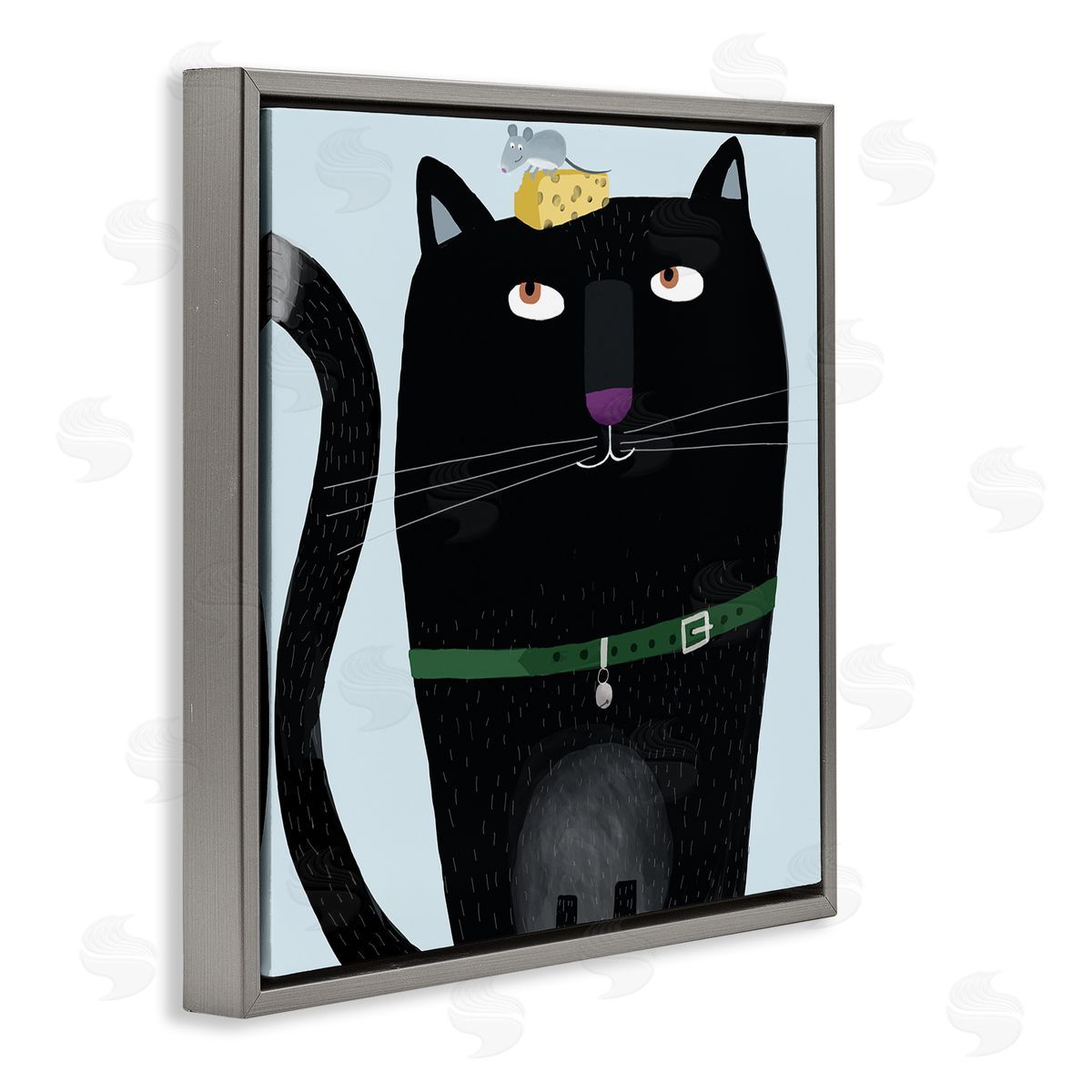 Carla Daly Cat & Mouse Pet Friends Gray Floating Frame Canvas Wall Art Print