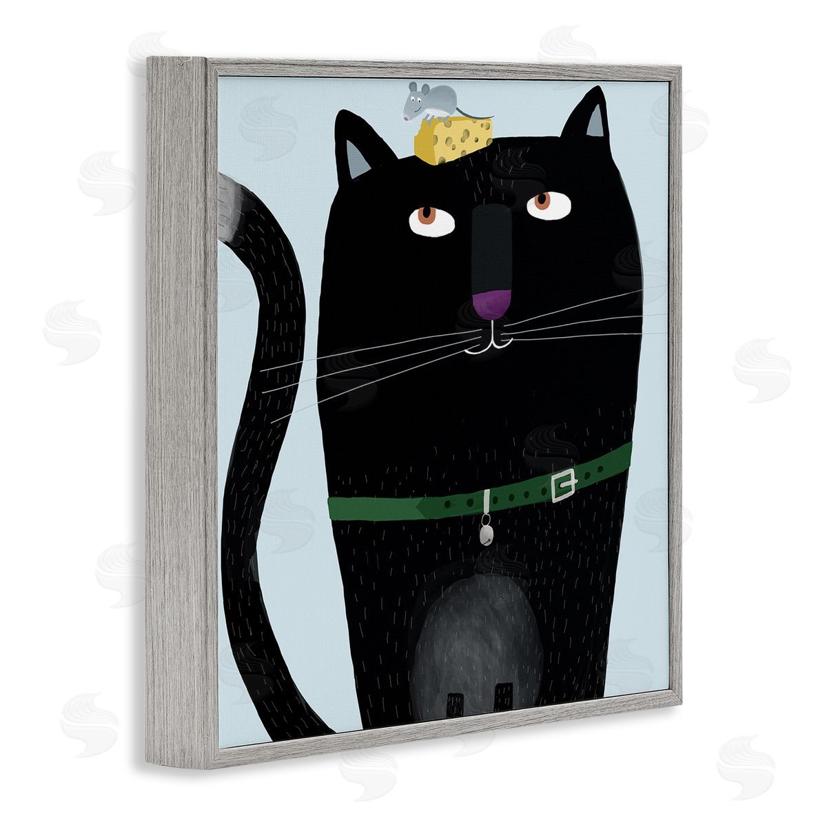 Carla Daly Cat & Mouse Pet Friends Gray Framed Glicee Wall Art Print