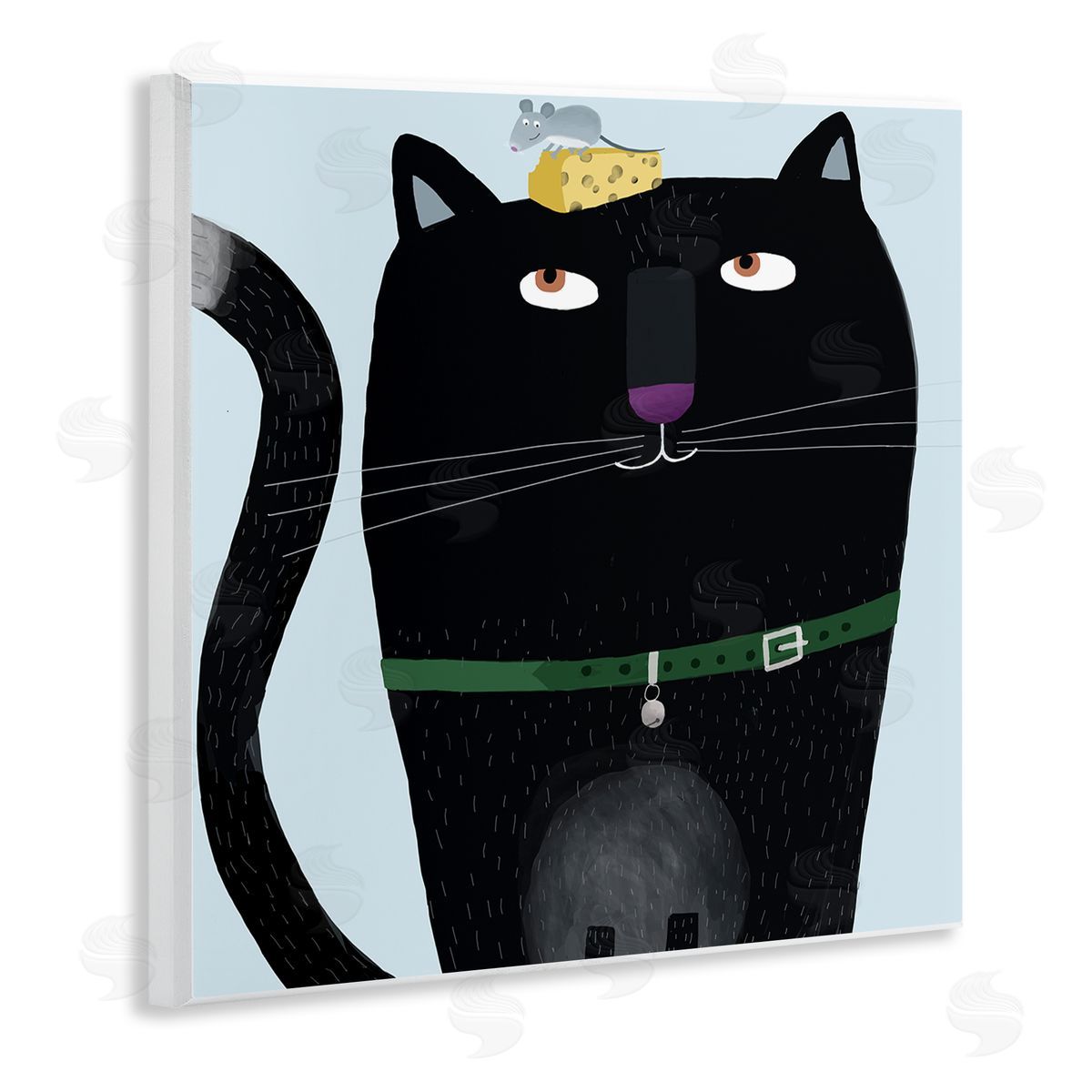 Carla Daly Cat & Mouse Pet Friends Wooden Wall Plaque Art Print