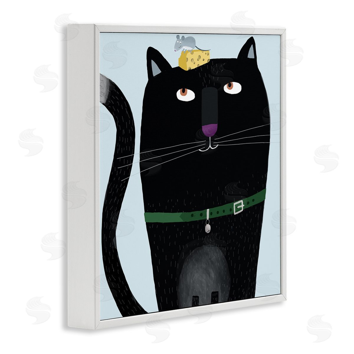 Carla Daly Cat & Mouse Pet Friends White Framed Glicee Wall Art Print