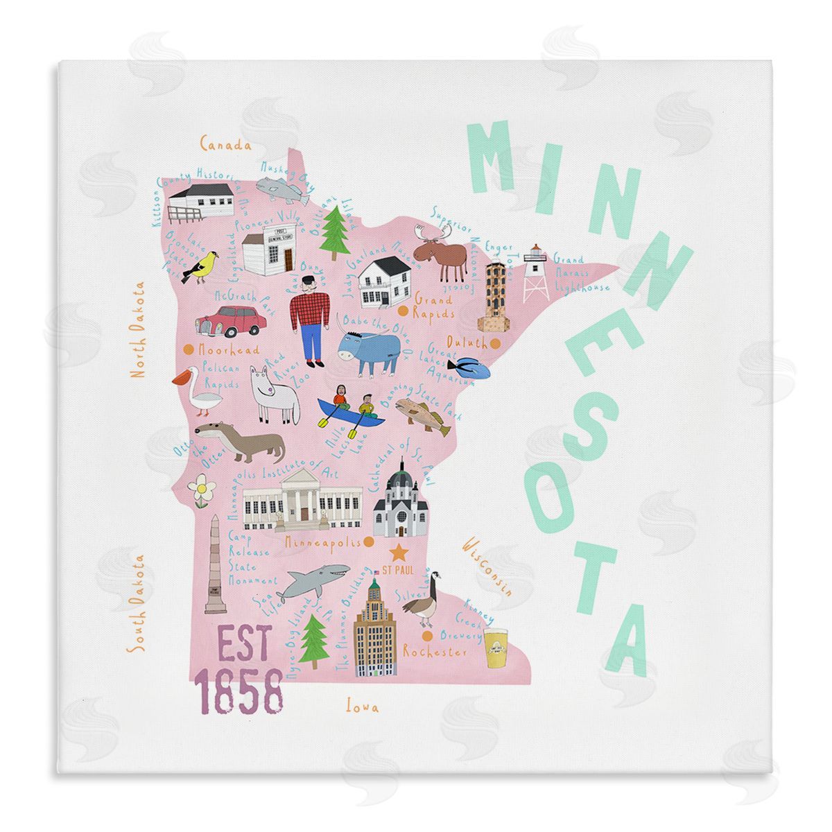 Carla Daly Pastel Minnesota Sights Landmarks Stretched Canvas Wall Art Print