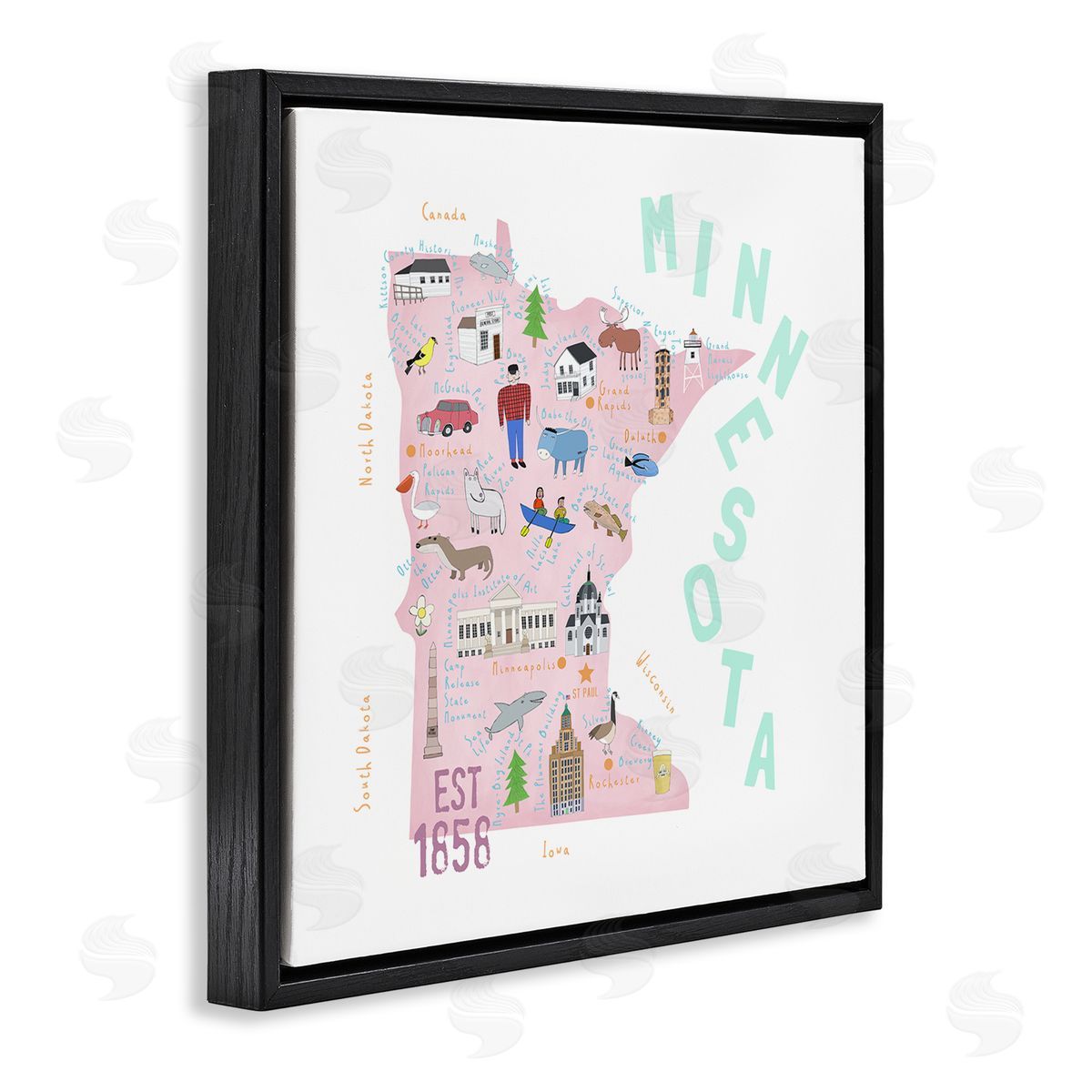 Carla Daly Pastel Minnesota Sights Landmarks Black Floating Frame Canvas Wall Art Print