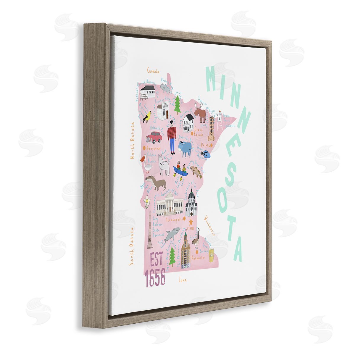 Carla Daly Pastel Minnesota Sights Landmarks Brown Floating Frame Canvas Wall Art Print