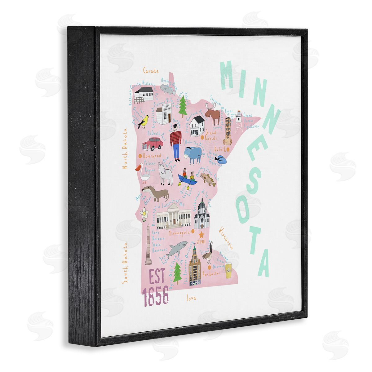 Carla Daly Pastel Minnesota Sights Landmarks Black Framed Glicee Wall Art Print